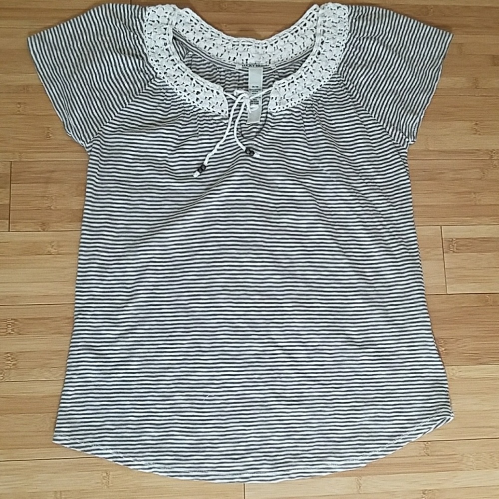 3 for 10!  Lucky Brand Striped Flutter Sleeve Tee